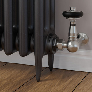 T-TRV-049-CR-SN-PIP-LS00 - Ascott Traditional TRV Corner Brushed Satin Nickel Radiator Valves With Sleeves