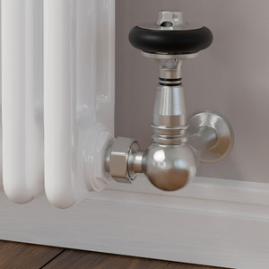 T-TRV-049-CR-SN-CU00 - Ascott Traditional TRV Corner Brushed Satin Nickel Radiator Valves With Sleeves