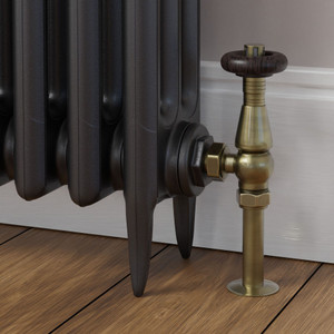 T-TRV-068-AG-AB-PIP-BROWN-HEAD-LS00 - Jarrow Traditional TRV Angled Antique Brass Thermostatic Radiator Valves With Sleeves