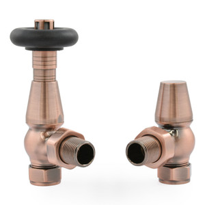 T-TRV-068-AG-AC - Jarrow Traditional TRV Angled Antique Copper Thermostatic Radiator Valves With Sleeves
