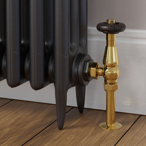 T-TRV-068-AG-B-PIP-BROWN-HEAD-LS00 - Jarrow Traditional TRV Angled Brass Thermostatic Radiator Valves With Sleeves