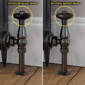 T-TRV-068-AG-BL-BROWN-HEAD-COMP - Jarrow Traditional TRV Angled Black Nickel Thermostatic Radiator Valves With Sleeves