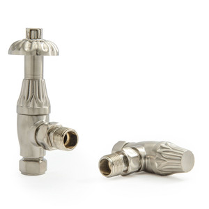T-TRV-036-AG-BN-ALT00 - Kendal Traditional TRV Angled Brushed Nickel Thermostatic Radiator Valves With Sleeves
