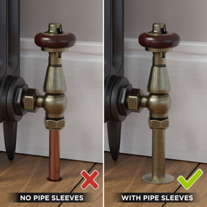 T-MAN-021-AG-AB-SLEEVE-COMP - Eastbury Traditional Manual Angled Antique Copper Radiator Valves With Sleeves