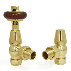 T-MAN-021-AG-B - Eastbury Traditional Manual Angled Brass Radiator Valves With Sleeves