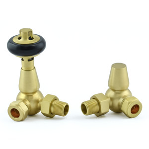 T-MAN-022-CR-BB - Eastbury Traditional Manual Corner Brushed Brass Radiator Valves With Sleeves