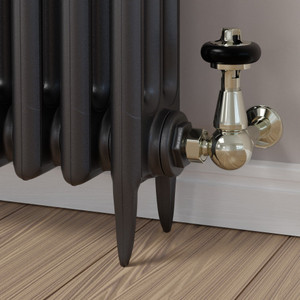 T-TRV-020-CR-N-BLACK-HEAD-LS00 - Eastbury Traditional Manual Corner Nickel Radiator Valves With Sleeves