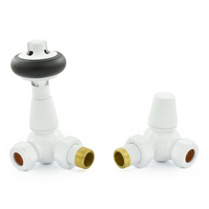 T-MAN-022-CR-W - Eastbury Traditional Manual Corner White Radiator Valves With Sleeves