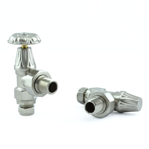 T-MAN-028-AG-SN-ALT00 - Arlington Traditional Manual Angled Brushed Satin Nickel Radiator Valves With Sleeves
