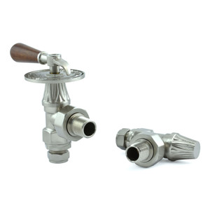 T-MAN-030-AG-SN-ALT00 - Arlington Lever Traditional Manual Angled Brushed Satin Nickel Radiator Valves With Sleeves