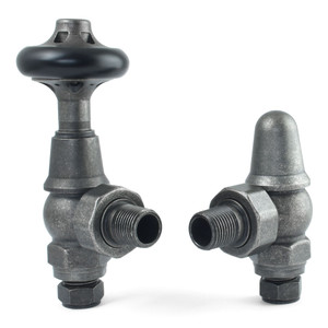 T-MAN-045-AG-PEW - Chastleton Traditional Manual Angled Pewter Radiator Valves With Sleeves