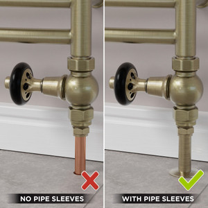 T-MAN-046-ST-AB-SLEEVE-COMP - Chastleton Traditional Manual Straight Antique Brass Radiator Valves With Sleeves