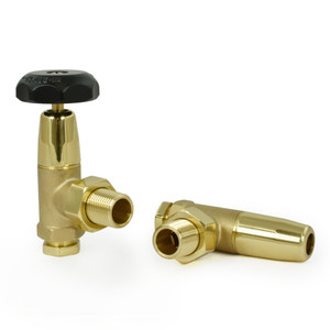 T-MAN-066-AG-B-ALT01 - Buckland Traditional Manual Angled Brass Radiator Valves With Sleeves