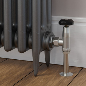 T-MAN-066-AG-SN-PIP-LS00 - Buckland Traditional Manual Angled Brushed Satin Nickel Radiator Valves With Sleeves