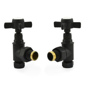 T-MAN-064-AG-TB - Winkworth Traditional Manual Angled Textured Black Radiator Valves