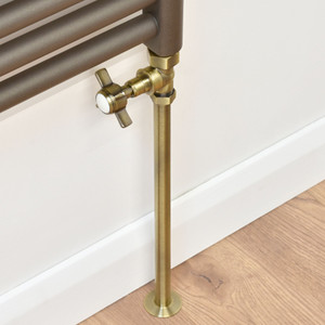 T-MAN-065-ST-AB-PIP - Winkworth Traditional Manual Straight Antique Brass Radiator Valves With Sleeves