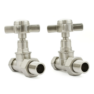 T-MAN-065-ST-SN-ALT00 - Winkworth Traditional Manual Straight Brushed Satin Nickel Radiator Valves