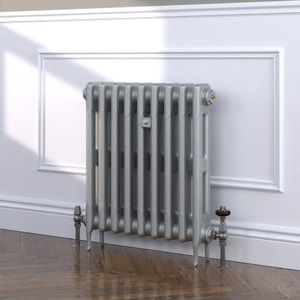 CI-GV2660-09-MET-SILVER-LS01 - Gasta Victorian 2 Column Cast Iron Radiator H660mm x W586mm