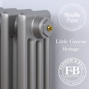 CI-GV4-MET-SILVER-CU00 - Gasta Victorian 4 Column Cast Iron Radiator H660mm x W590mm
