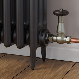 T-TRV-077-ST-SN-BROWN-HEAD-LS00 - Jarrow Traditional TRV Straight Brushed Satin Nickel Thermostatic Radiator Valves