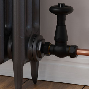 T-TRV-077-ST-TB-CU00 - Jarrow Traditional TRV Straight Textured Black Thermostatic Radiator Valves