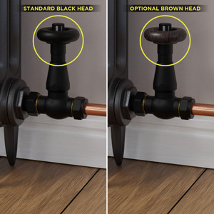 T-TRV-077-ST-TB-BROWN-HEAD-COMP - Jarrow Traditional TRV Straight Textured Black Thermostatic Radiator Valves