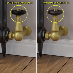 T-TRV-069-CR-UB-BROWN-HEAD-COMP - Jarrow Traditional TRV Corner Unlacquered Brass Thermostatic Radiator Valves