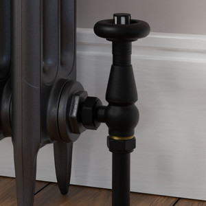 T-TRV-068-AG-TB-CU00 - Jarrow Traditional TRV Angled Textured Black Thermostatic Radiator Valves With Sleeves