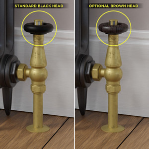 T-TRV-068-AG-UB-BROWN-HEAD-COMP - Jarrow Traditional TRV Angled Unlacquered Brass Thermostatic Radiator Valves With Sleeves