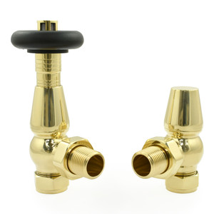 T-TRV-068-AG-UB-ALT00 - Jarrow Traditional TRV Angled Unlacquered Brass Thermostatic Radiator Valves With Sleeves