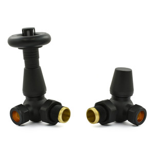 T-TRV-069-CR-TB - Jarrow Traditional TRV Corner Textured Black Thermostatic Radiator Valves