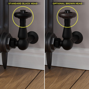 T-TRV-069-CR-TB-BROWN-HEAD-COMP - Jarrow Traditional TRV Corner Textured Black Thermostatic Radiator Valves With Sleeves