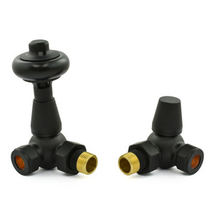T-TRV-020-CR-SB - Flatford Traditional TRV Corner Satin Black Thermostatic Radiator Valves