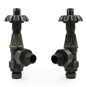 T-MAN-028P-AG-PEW - Arlington Traditional Manual Angled Pewter Radiator Valve Pair