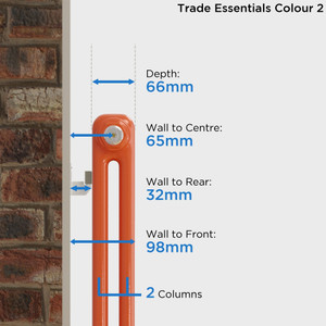 TE2-C-DEPTH - Trade Essentials Colour 2 Column Vertical Radiator H1800mm X W300mm