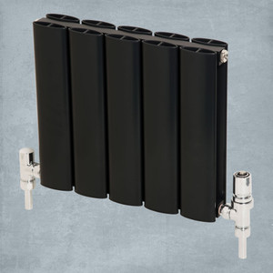 AP-MAGC3HBLKT-LS00 - Apollo Magenta Curve Aluminium Designer Black Metallic Double Horizontal Radiator H300mm X W955mm