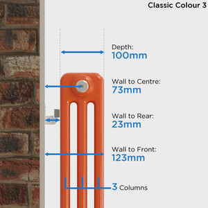 CT3-C-DEPTH - Classic Blue 3 Column Radiator H300mm x W990mm
