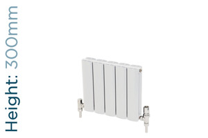 AP-MAGC3H12S-WH-TH - Apollo Magenta Curve Aluminium Designer White Double Horizontal Radiator H300mm X W955mm