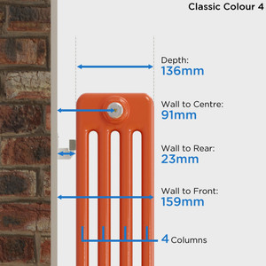 CT4-C-DEPTH - Classic Green 4 Column Radiator H300mm x W990mm