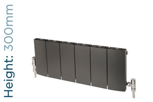 AP-MALC3H8S-TH - Apollo Malpensa Curved Aluminium Designer Anthracite Single Horizontal Radiator H300mm X W956mm