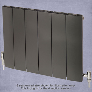 AP-MALC6H4S-LS00 - Apollo Malpensa Curved Aluminium Designer Anthracite Single Horizontal Radiator H600mm X W476mm