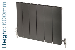AP-MALC6H4S-TH - Apollo Malpensa Curved Aluminium Designer Anthracite Single Horizontal Radiator H600mm X W476mm