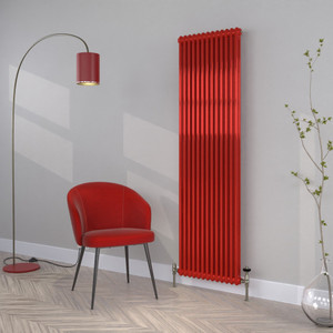 CT2-C-1800-TRAFFIC-RED-LS00 - Classic Red 2 Column Vertical Radiator H1800mm x W300mm