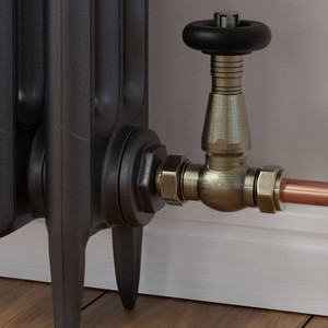 T-TRV-077-ST-AB-CU00 - Jarrow Traditional TRV Antique Brass Towel Radiator Valves