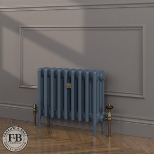 CI-RC460-BLU-FB-LS04 - Richmond Blue 4 Column Victorian Cast Iron Radiator H460mm x W217mm