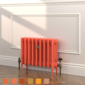 CI-RC460-ORG-TH - Richmond Orange 4 Column Victorian Cast Iron Radiator H460mm x W217mm