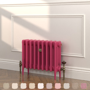CI-RC460-PNK-TH - Richmond Pink 4 Column Victorian Cast Iron Radiator H460mm x W217mm