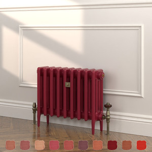 CI-RC460-RED-TH - Richmond Red 4 Column Victorian Cast Iron Radiator H460mm x W217mm