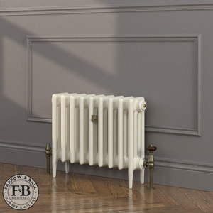 CI-RC460-WHT-FB-LS04 - Richmond White 4 Column Victorian Cast Iron Radiator H460mm x W217mm