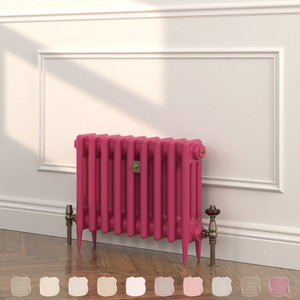 CI-SH450-PNK-TH - Shelbourne Pink 3 Column Victorian Cast Iron Radiator H450mm x W213mm